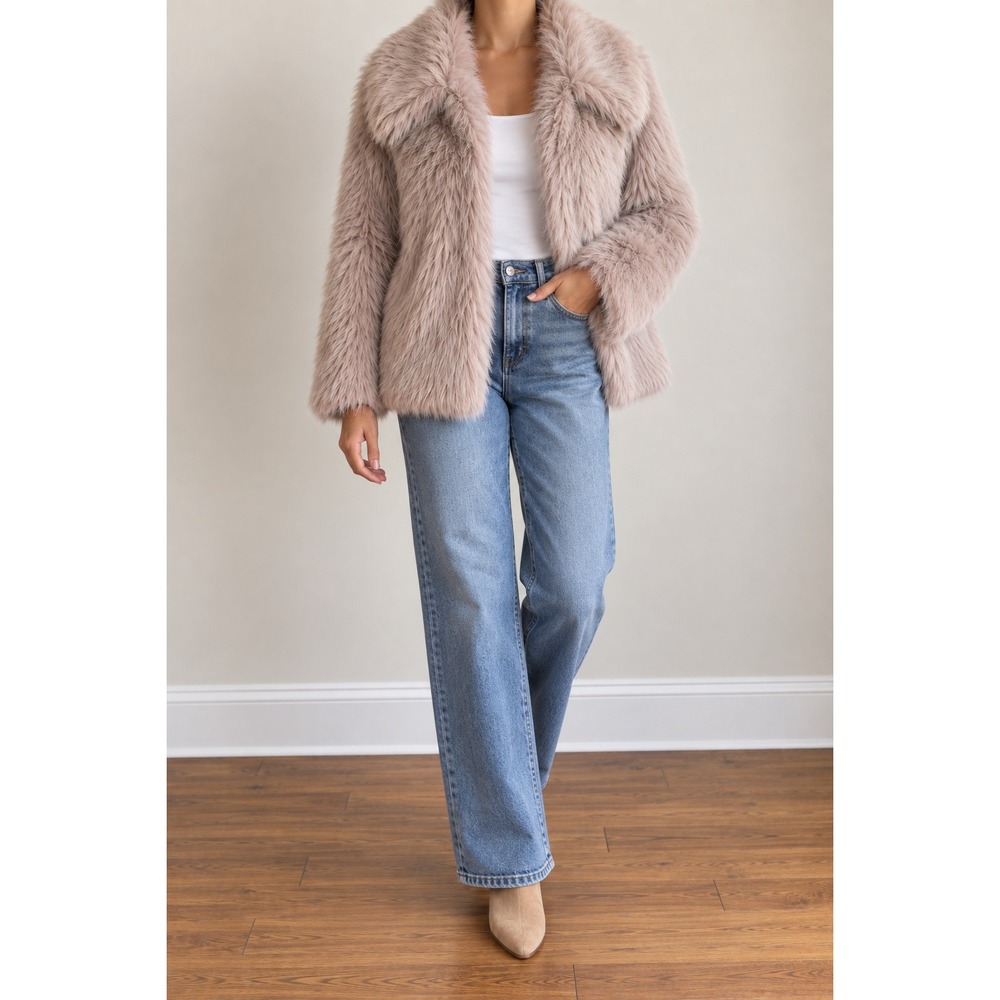 Simply Vera Vera Wang Pastel Pink Faux Fur Coat XS Plush Jacket Mob Wife Glam